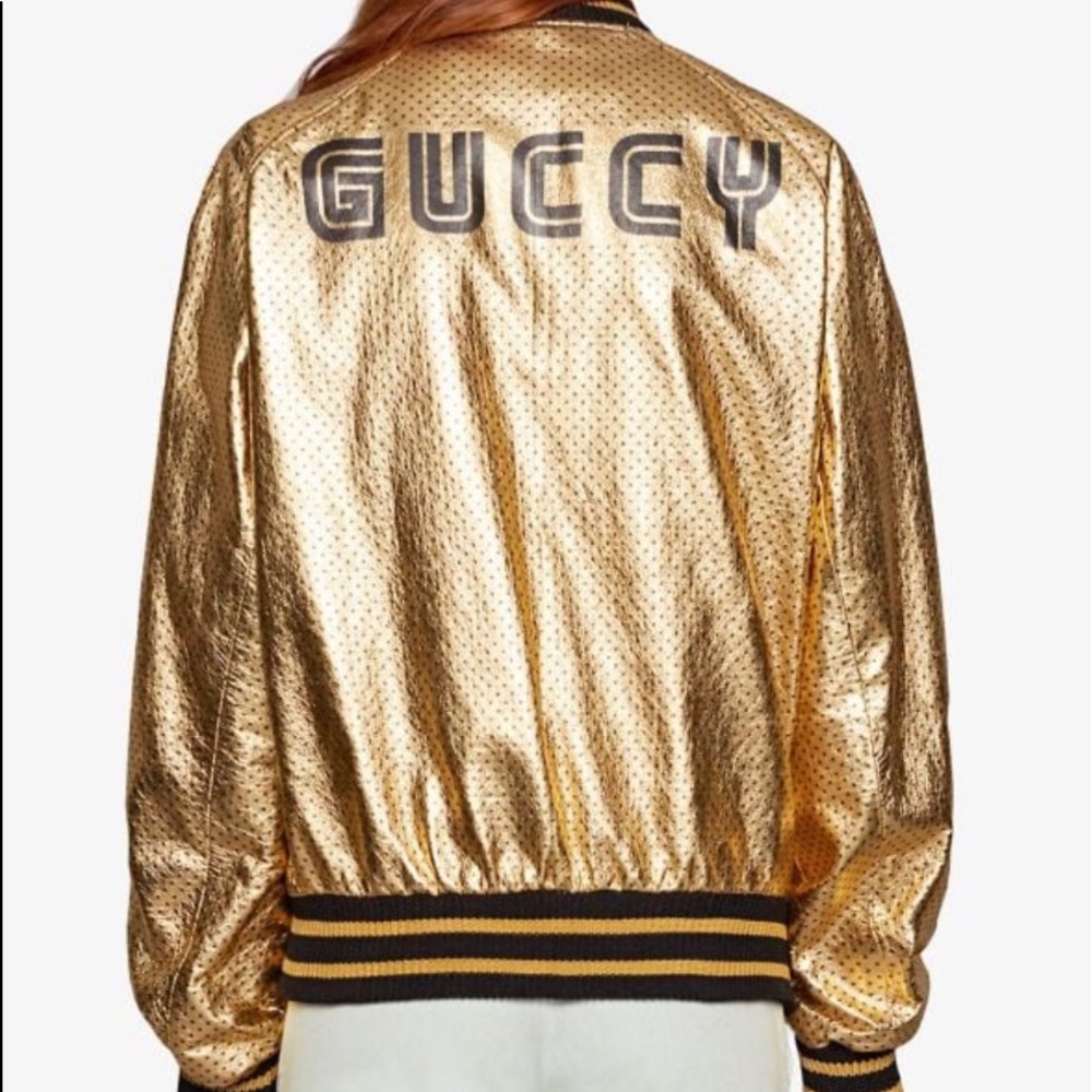 Gucci sega fall 2018 Gold foil lambskin jacket